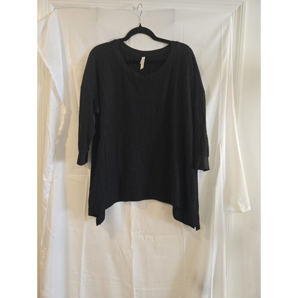 LuLaRoe Cozy Collection Black Waffle Knit Oversized Tunic Top